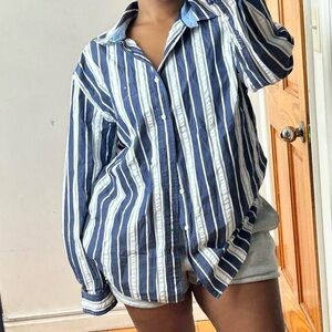 Tommy Hilfiger Oversized Tshirt Stripped  Button Up